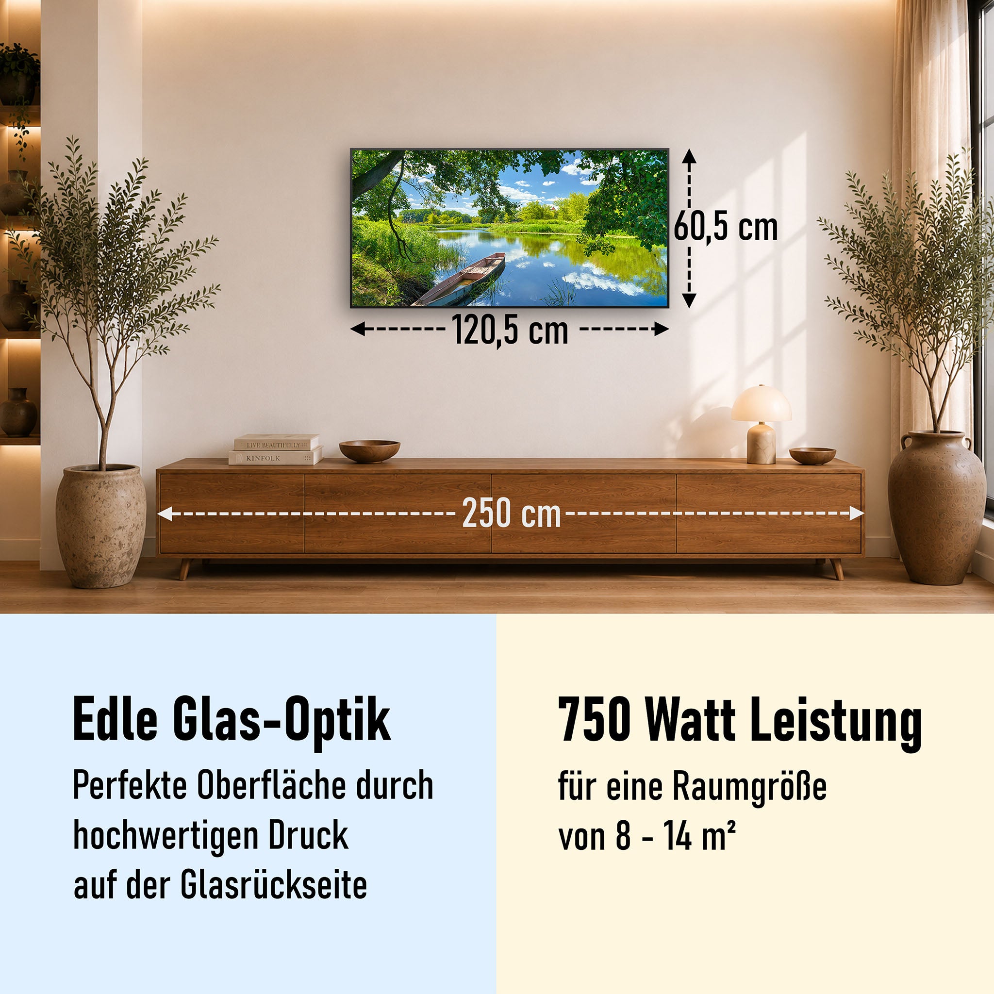 Glas Infrarotheizung 350-1200W Motiv 080 Boot am See