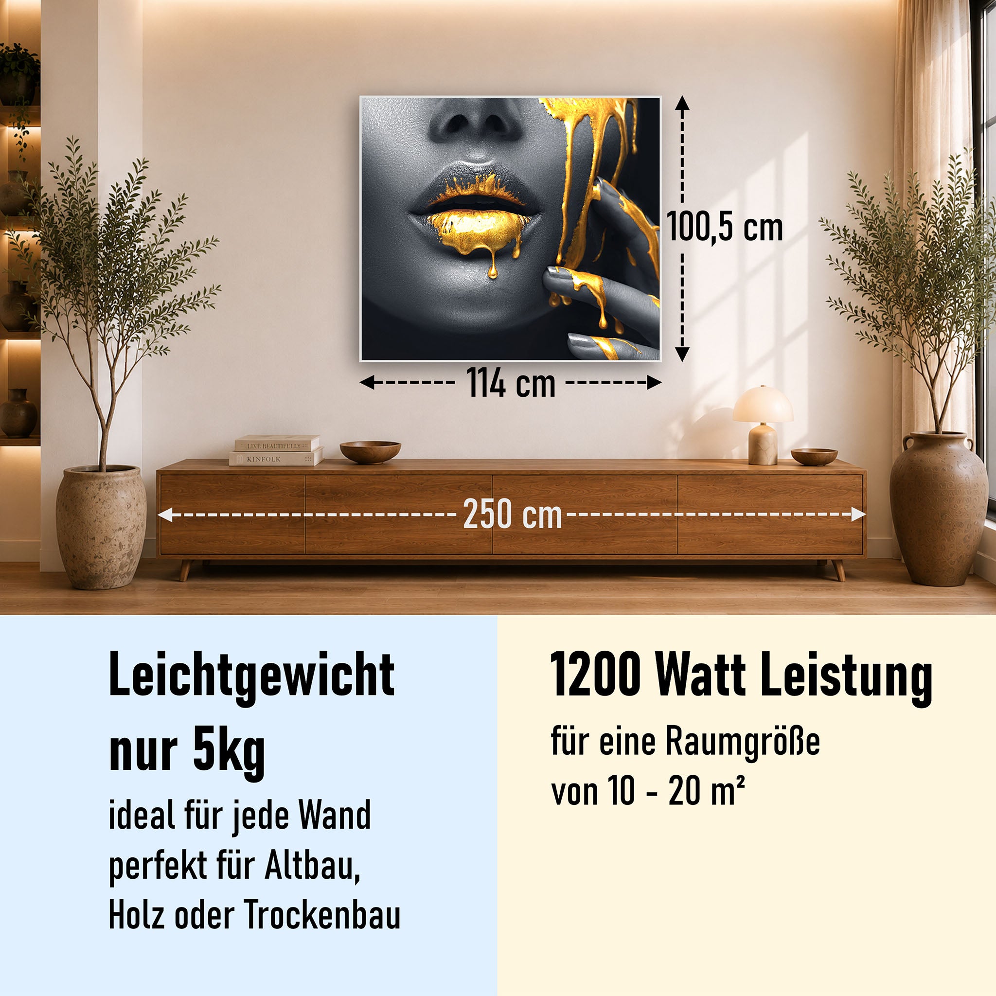 Bild Infrarotheizung 350-1200W Motiv 081 Goldene Lippen