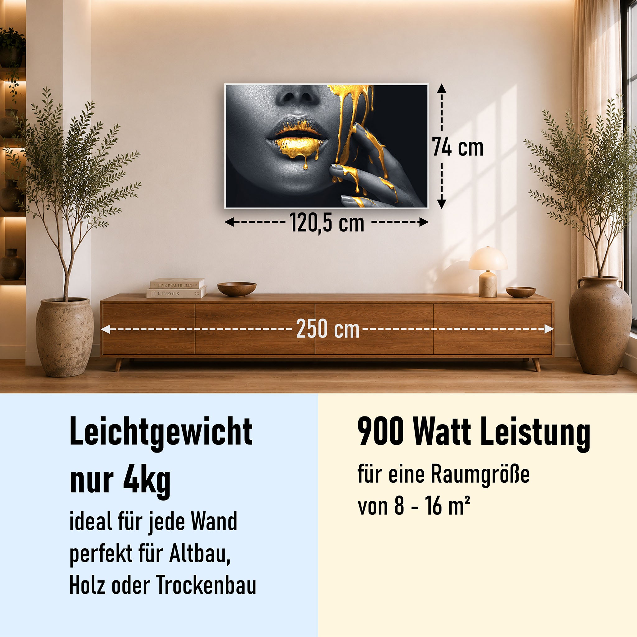 Bild Infrarotheizung 350-1200W Motiv 081 Goldene Lippen