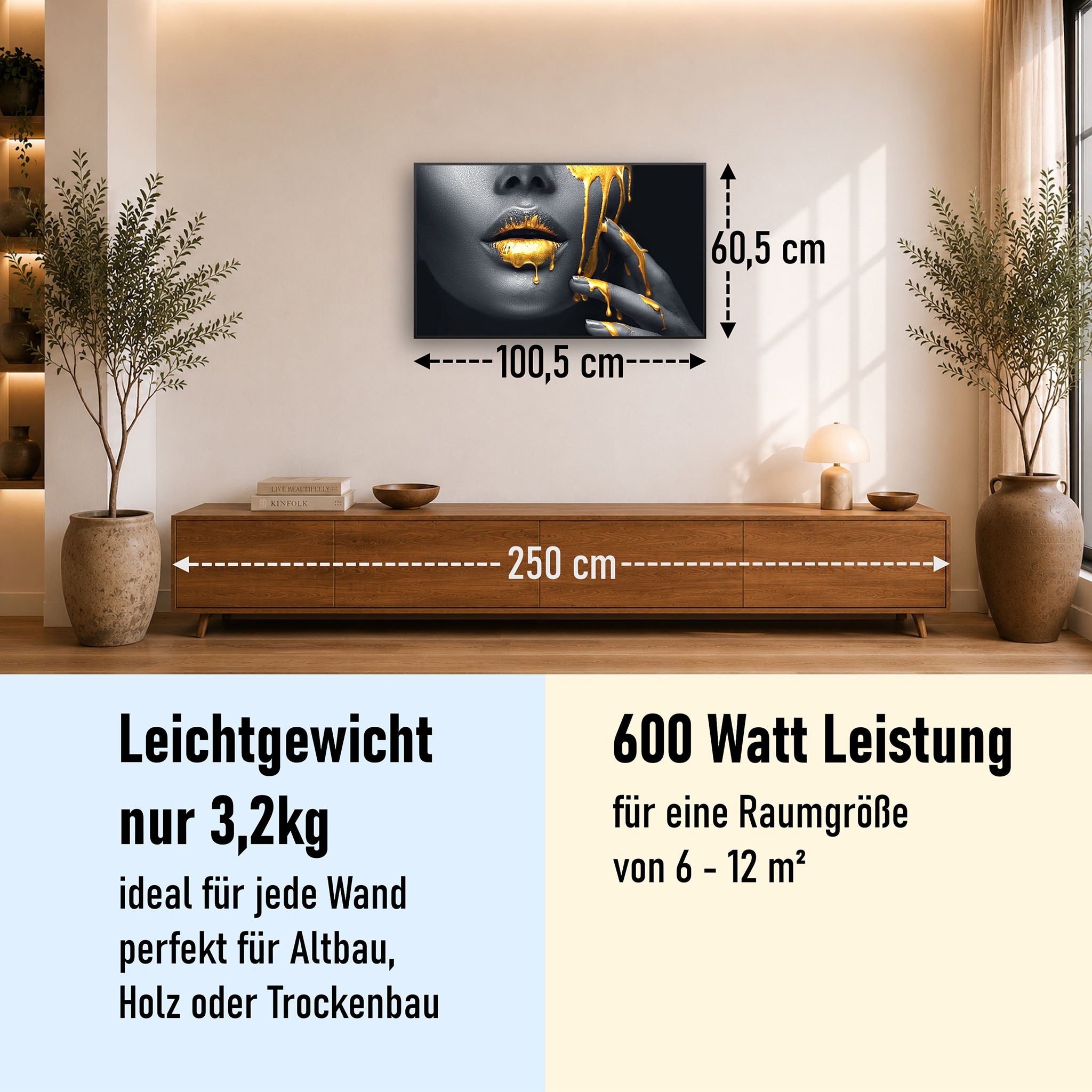 Bild Infrarotheizung 350-1200W Motiv 081 Goldene Lippen