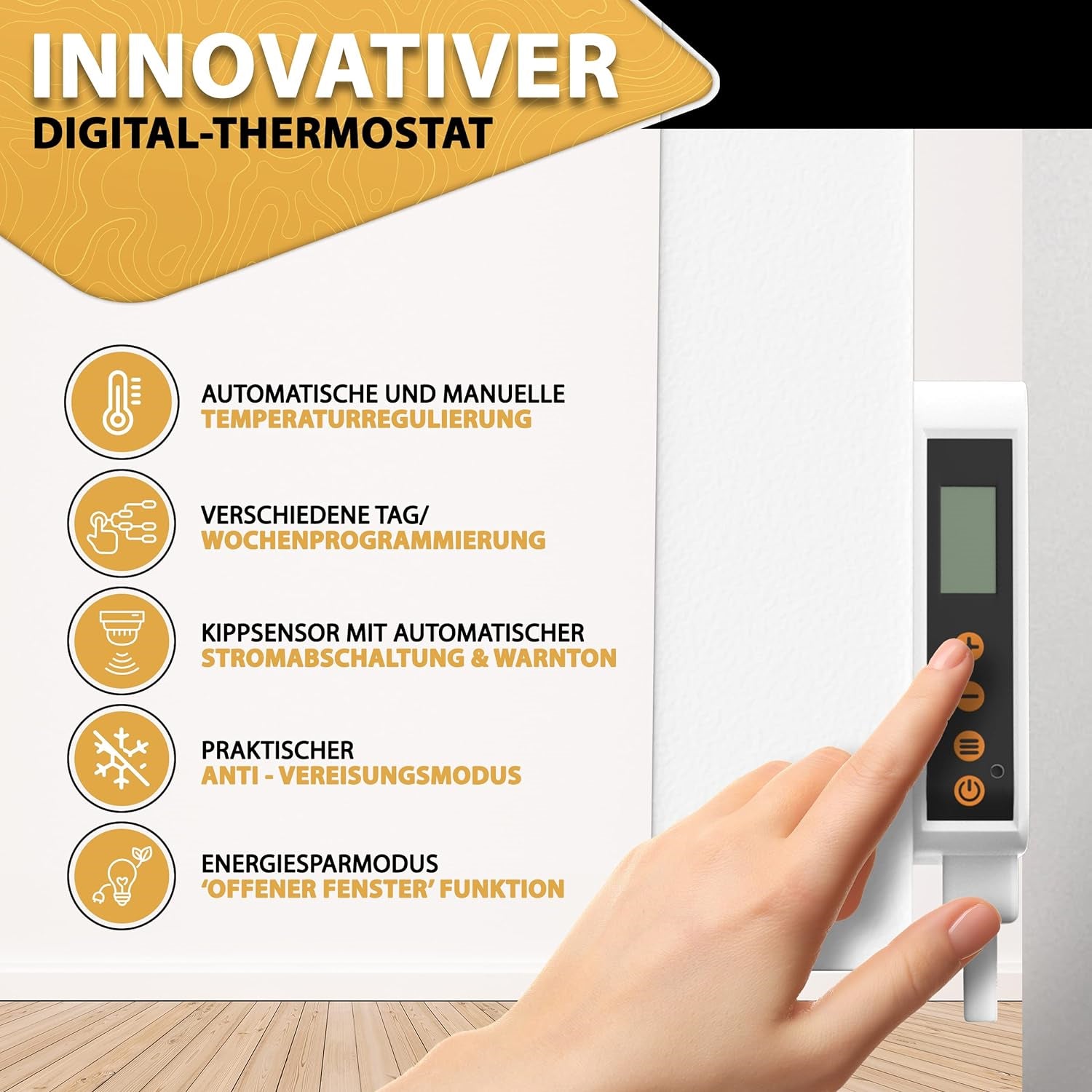 Hybrid Wand-Mobil Infrarotheizung mit Thermostat und Standfüssen