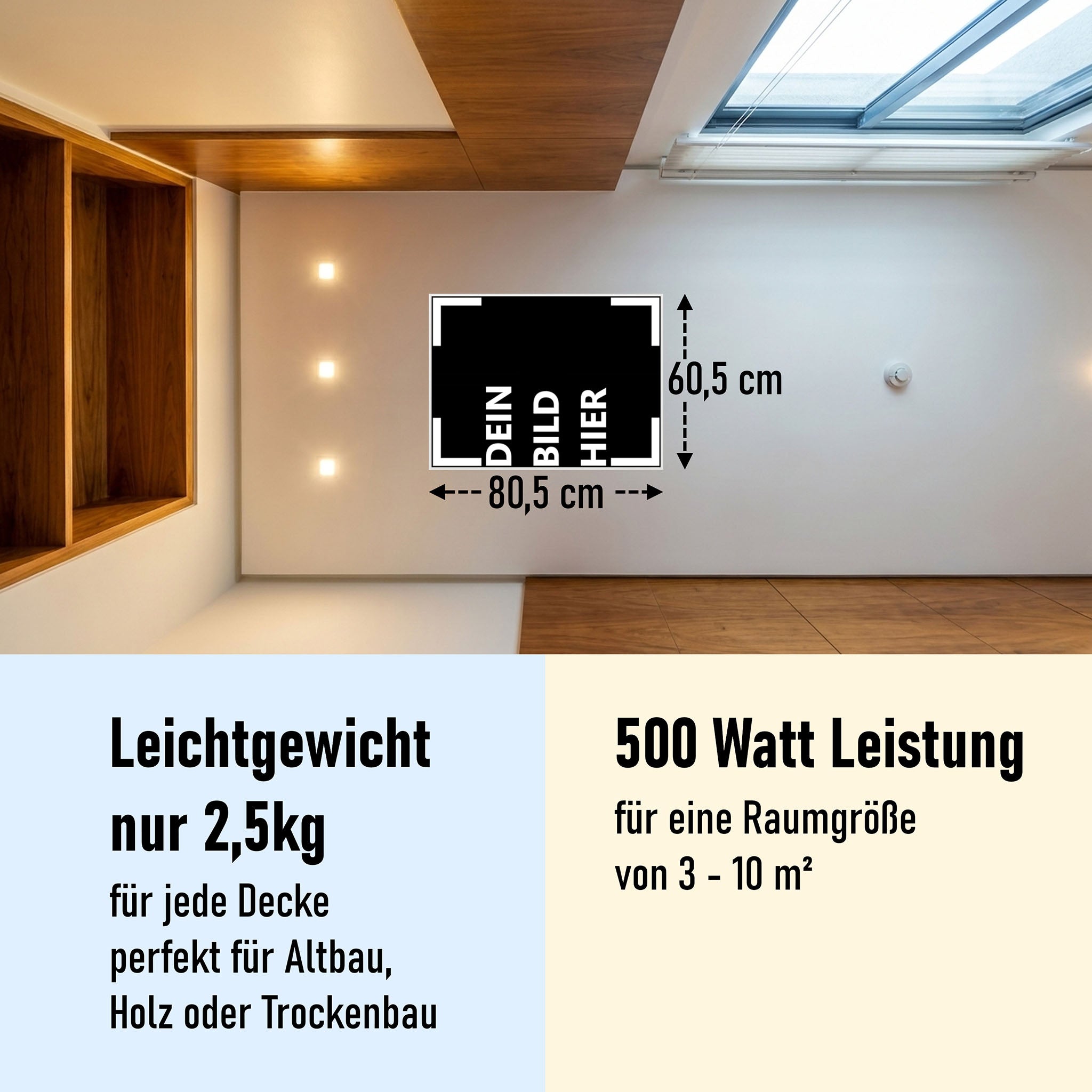 500 Watt (60x80cm Hoch) Eigenes Motiv Glas Bild Infrarotheizung