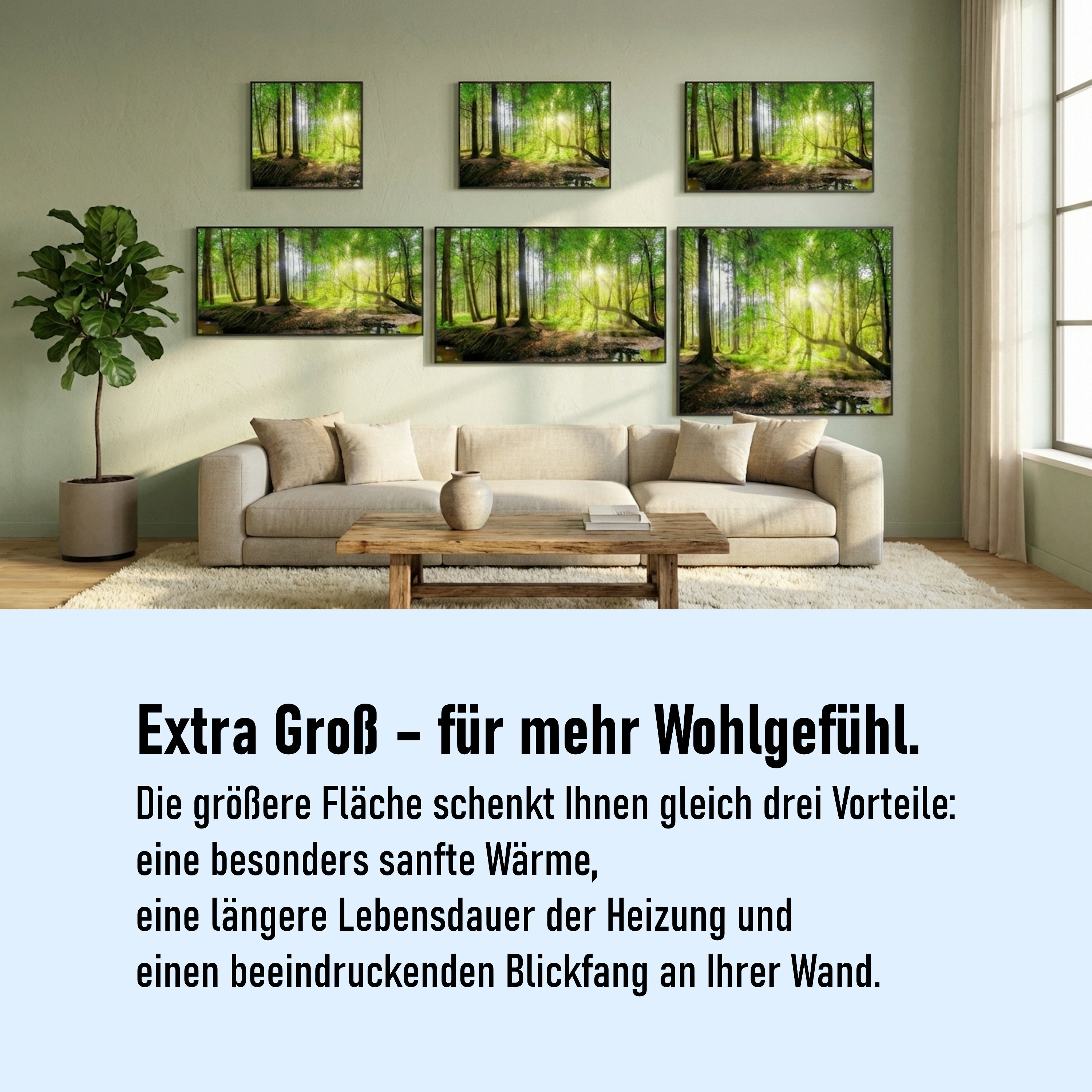 Glas Infrarotheizung 350-1200W Motiv 032 Kaminfeuer