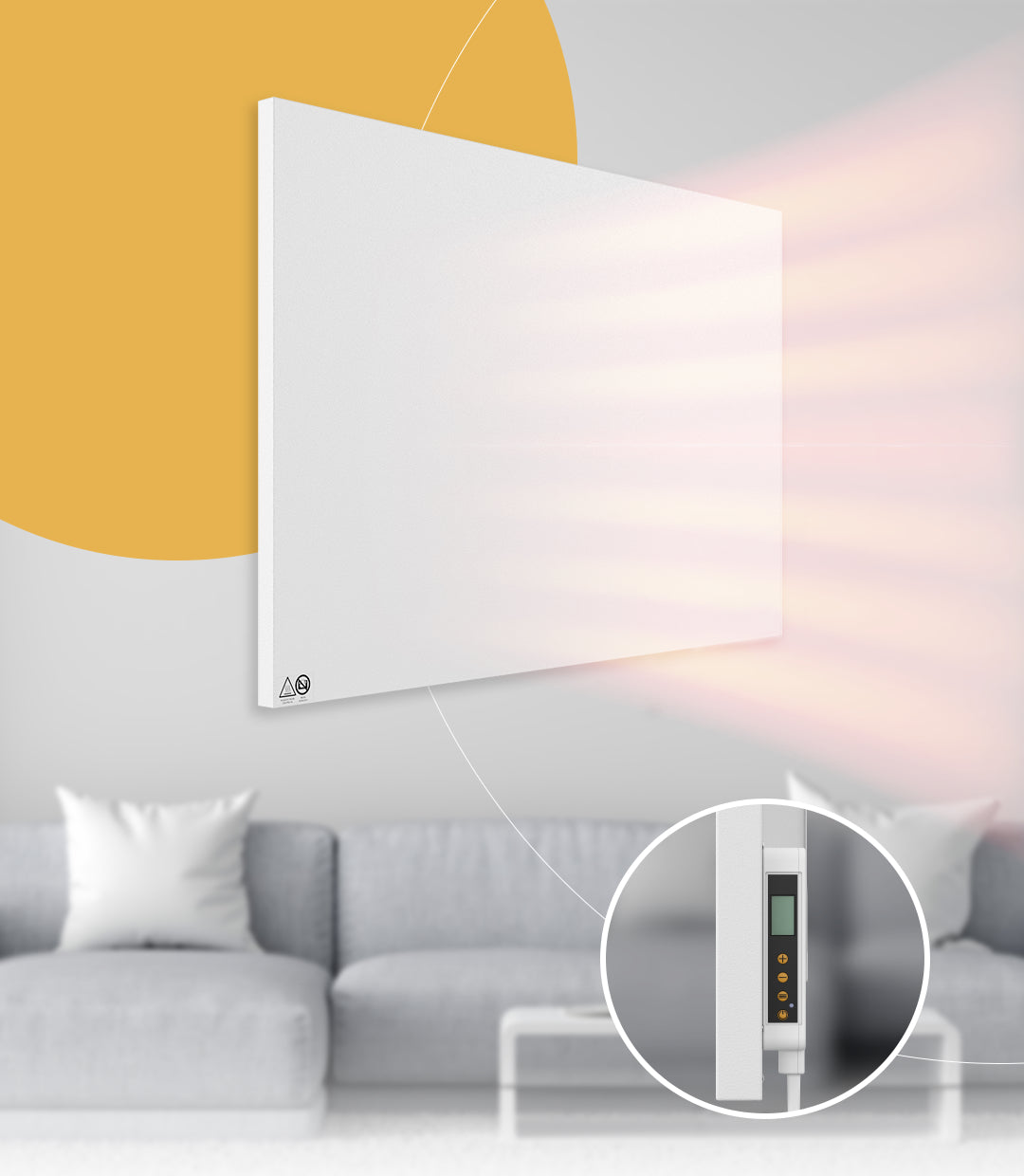 Rahmenlose Wand-Mobil Infrarotheizung mit Thermostat und Standfüssen