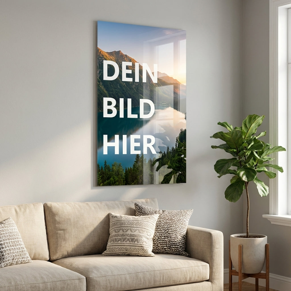 Personalisiertes Glasbild (100x60cm) | Eigenes Motiv | ESG-Sicherheitsglas Made in Germany"