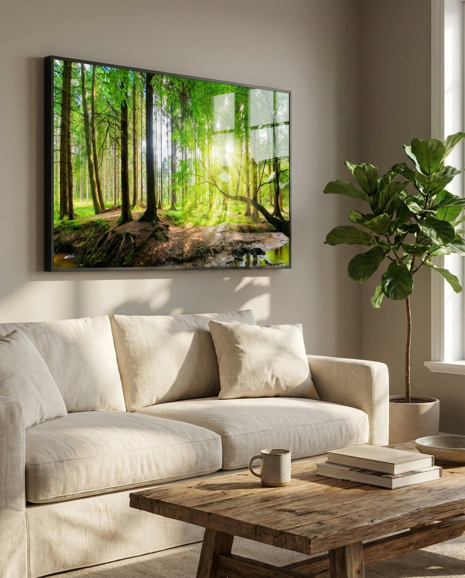 Wald Panorama Glas Bild Infrarotheizung 600 Watt Steinfeld Heizsysteme 