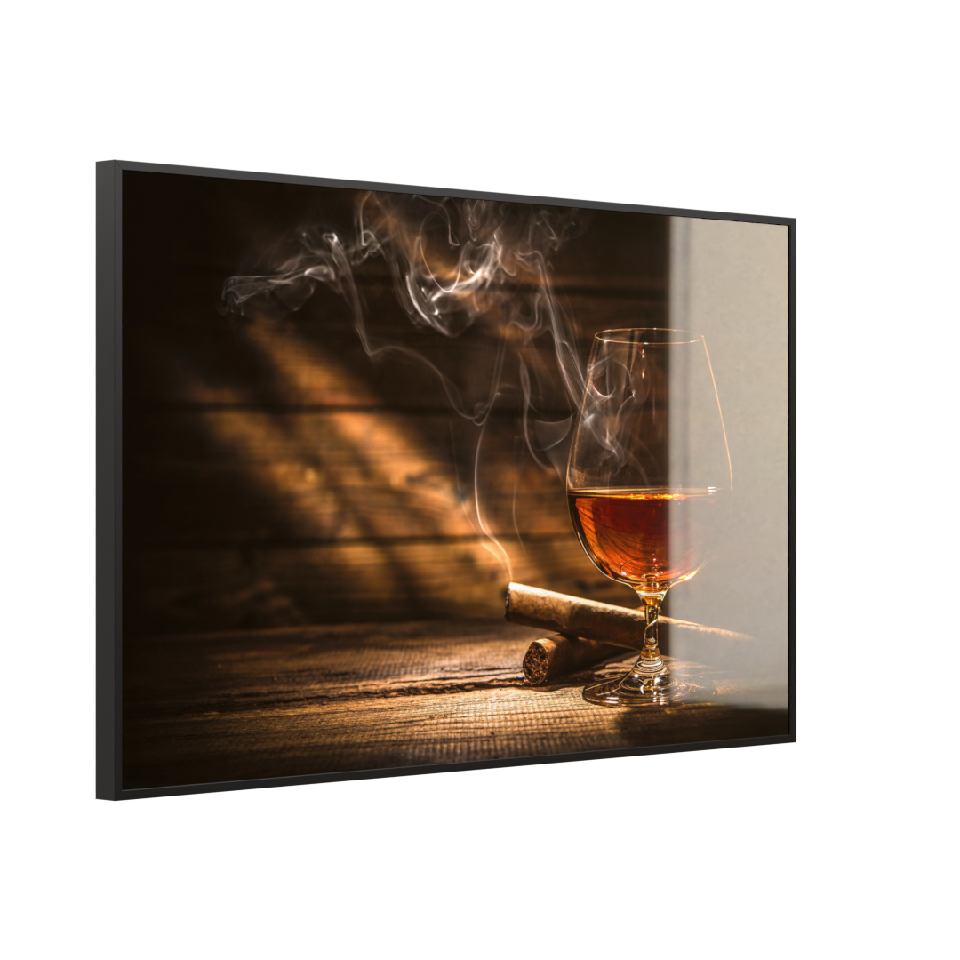 Glas Infrarotheizung 350-1200W Motiv 004 Whisky mit Zigarre