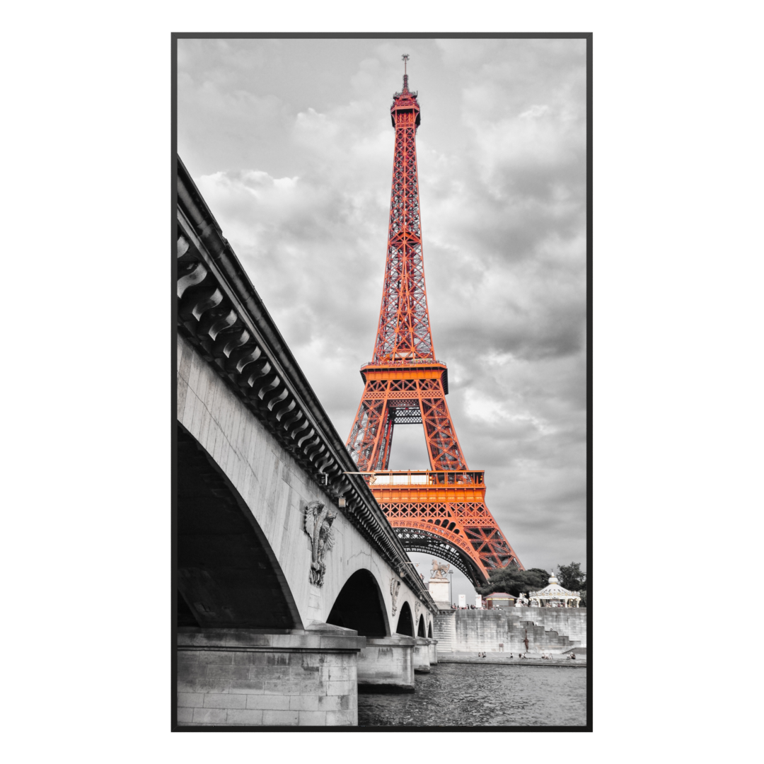 Deko Glas Wandbild Motiv 039H Eiffelturm Rot