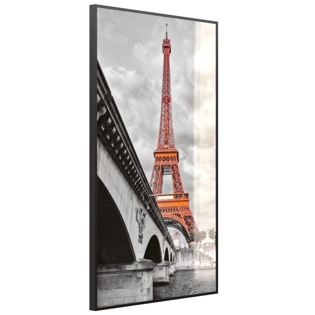 Deko Glas Wandbild Motiv 039H Eiffelturm Rot