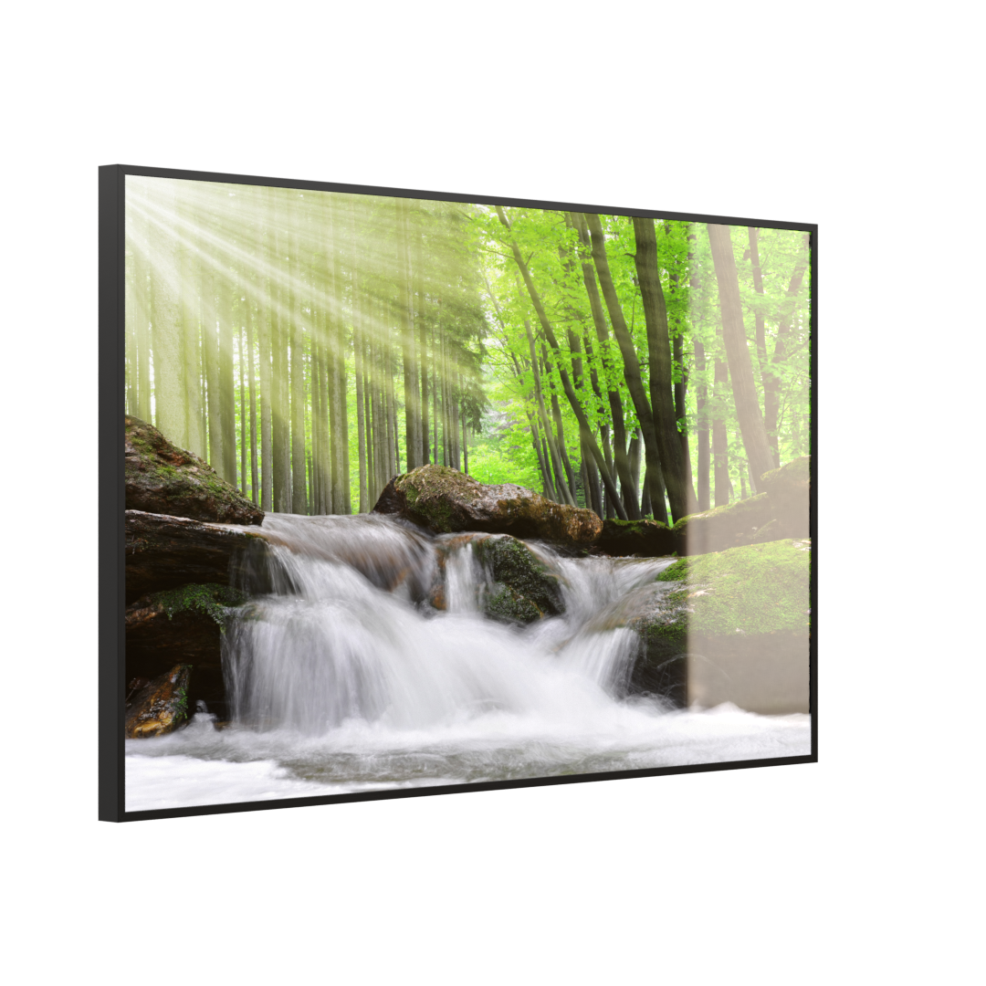 STEINFELD Glas Infrarotheizung 350-1200W Motiv 065 Wasserfall Wald