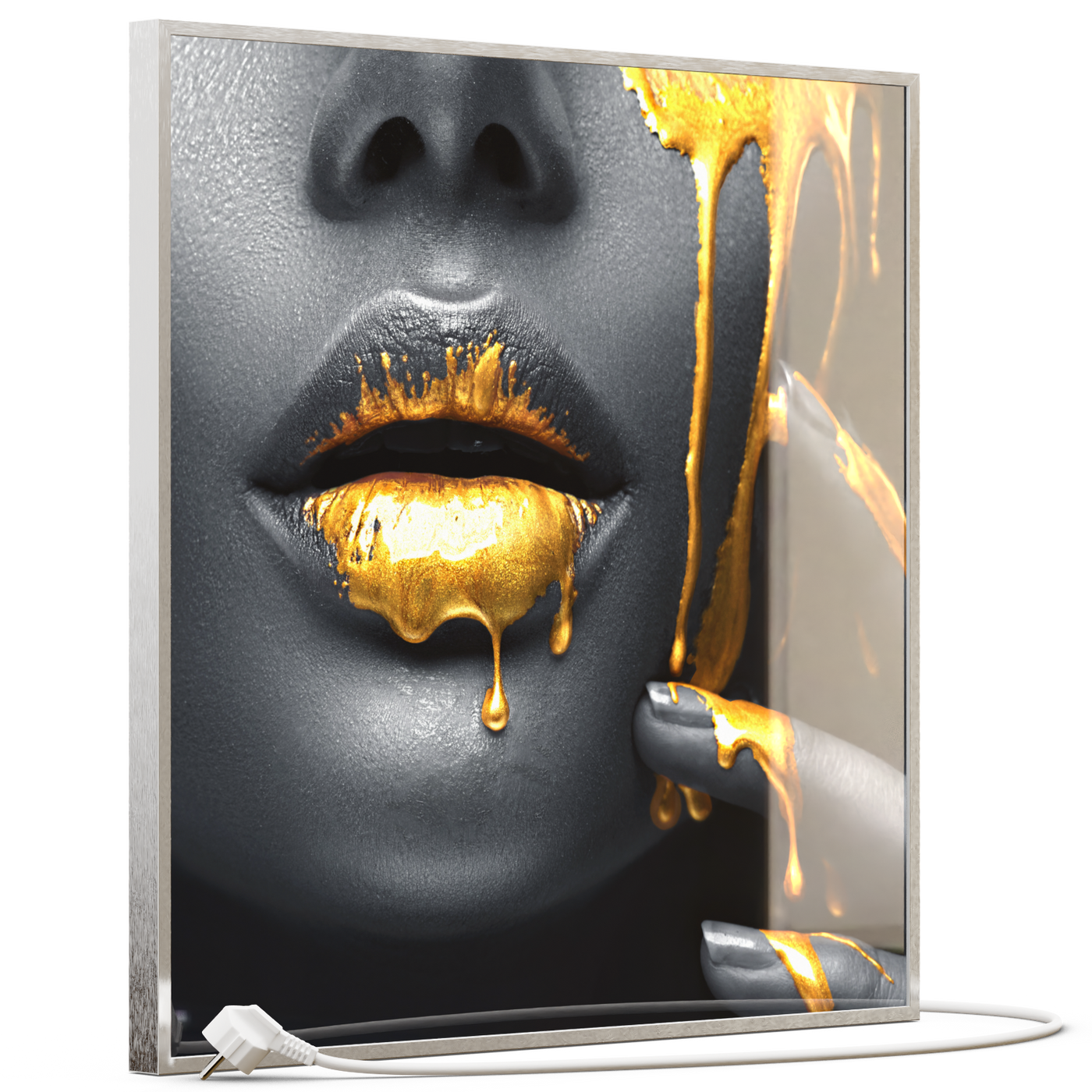 STEINFELD Glas Infrarotheizung 350-1200W Motiv 081 Goldene Lippen