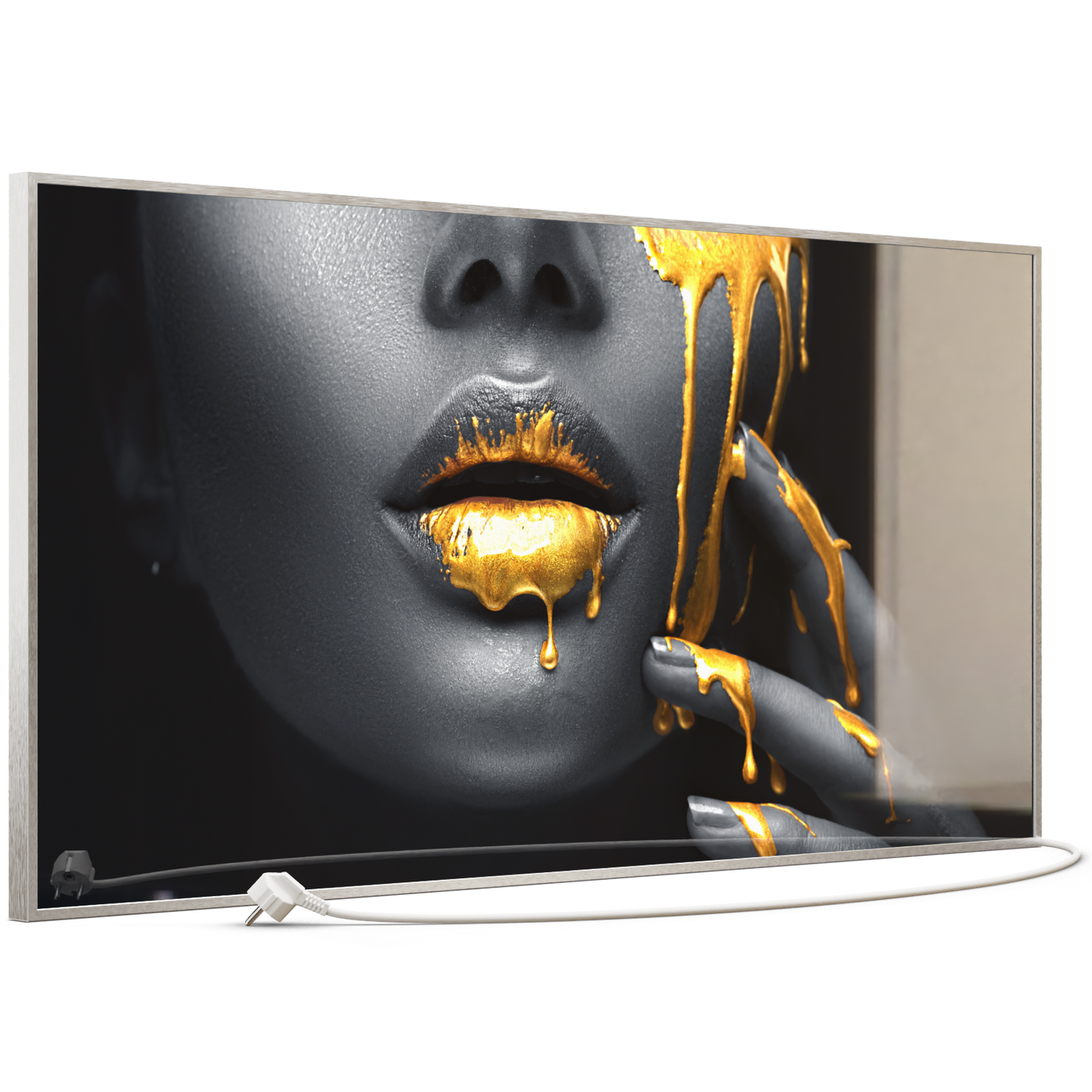 STEINFELD Glas Infrarotheizung 350-1200W Motiv 081 Goldene Lippen